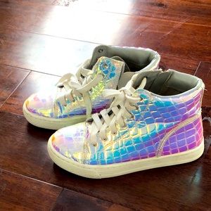 Iridescent hi top sneakers